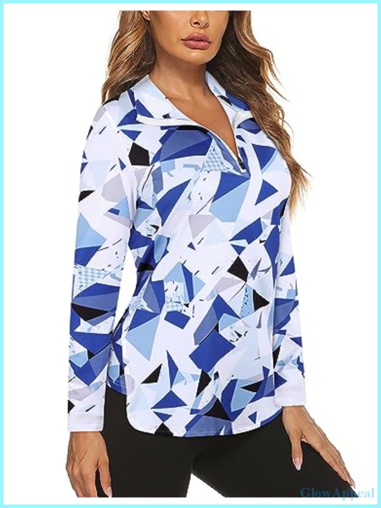 Women's Long Sleeve Golf Tennis Polo Shirts Upf50+ Half Zip Dry Fit Workout